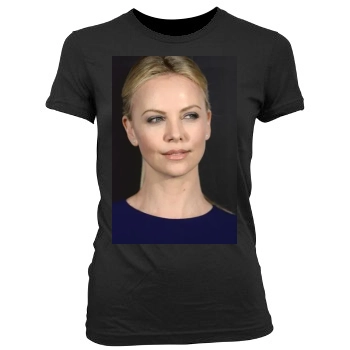 Charlize Theron Women's Junior Cut Crewneck T-Shirt