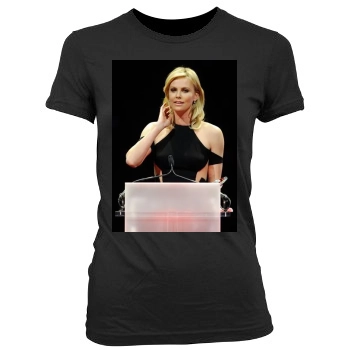 Charlize Theron Women's Junior Cut Crewneck T-Shirt