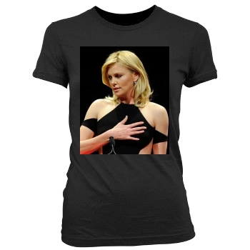 Charlize Theron Women's Junior Cut Crewneck T-Shirt