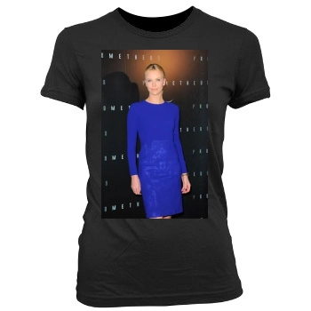 Charlize Theron Women's Junior Cut Crewneck T-Shirt