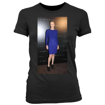 Charlize Theron Women's Junior Cut Crewneck T-Shirt