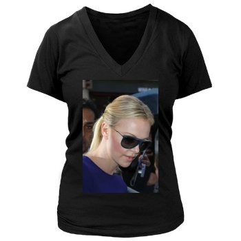 Charlize Theron Women's Deep V-Neck TShirt