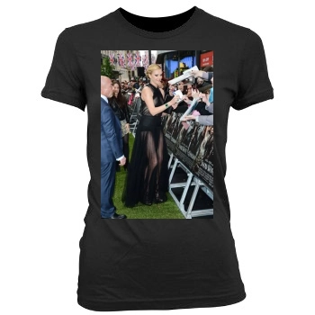 Charlize Theron Women's Junior Cut Crewneck T-Shirt