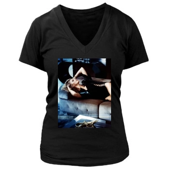 Charlize Theron Women's Deep V-Neck TShirt