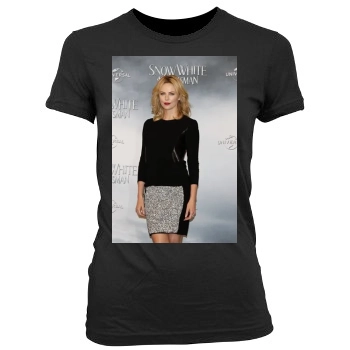 Charlize Theron Women's Junior Cut Crewneck T-Shirt