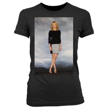 Charlize Theron Women's Junior Cut Crewneck T-Shirt