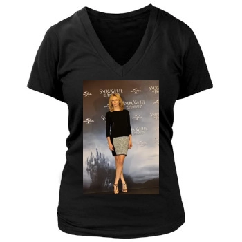 Charlize Theron Women's Deep V-Neck TShirt