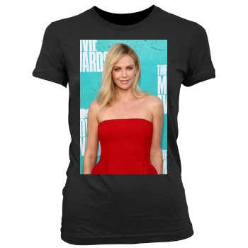 Charlize Theron Women's Junior Cut Crewneck T-Shirt