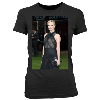 Charlize Theron Women's Junior Cut Crewneck T-Shirt