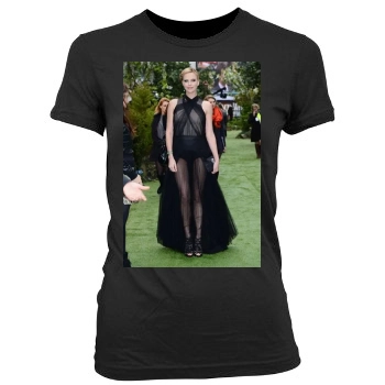 Charlize Theron Women's Junior Cut Crewneck T-Shirt