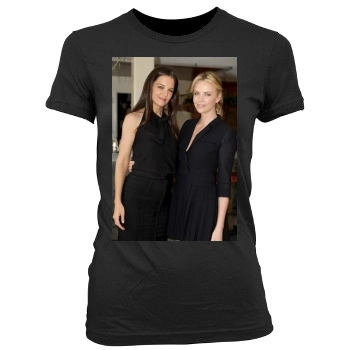 Charlize Theron Women's Junior Cut Crewneck T-Shirt