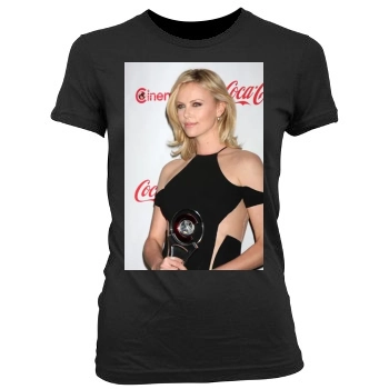 Charlize Theron Women's Junior Cut Crewneck T-Shirt