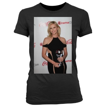 Charlize Theron Women's Junior Cut Crewneck T-Shirt