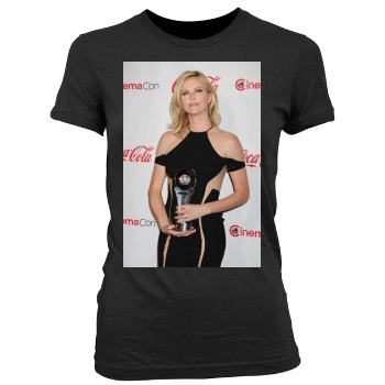 Charlize Theron Women's Junior Cut Crewneck T-Shirt