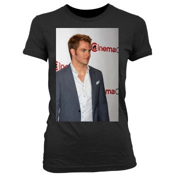 Chris Pine Women's Junior Cut Crewneck T-Shirt