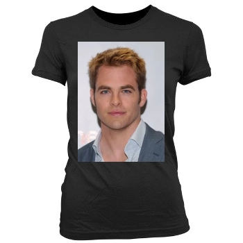 Chris Pine Women's Junior Cut Crewneck T-Shirt