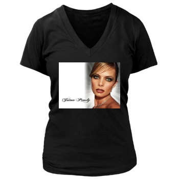 Jaime Pressly Women's Deep V-Neck TShirt