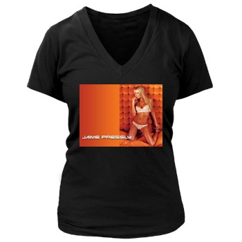 Jaime Pressly Women's Deep V-Neck TShirt