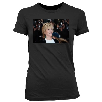 Jane Fonda Women's Junior Cut Crewneck T-Shirt