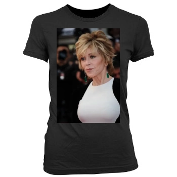 Jane Fonda Women's Junior Cut Crewneck T-Shirt