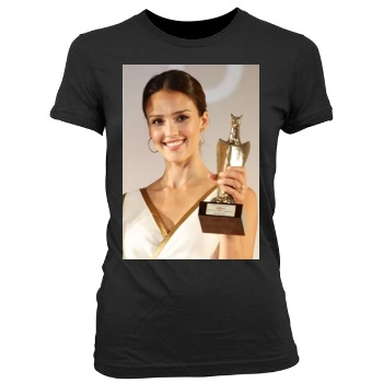 Jessica Alba Women's Junior Cut Crewneck T-Shirt