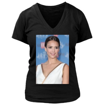 Jessica Alba Women's Deep V-Neck TShirt