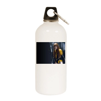 Malin Akerman White Water Bottle With Carabiner