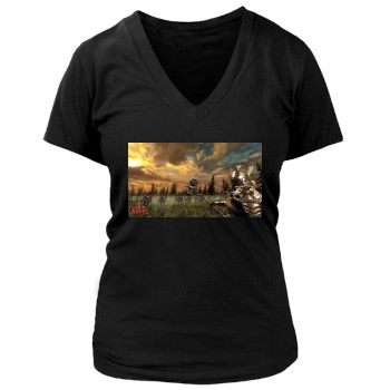 World of Battles Women's Deep V-Neck TShirt