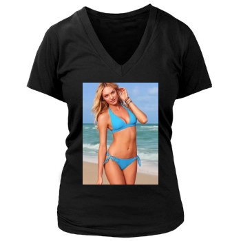 Candice Swanepoel Women's Deep V-Neck TShirt