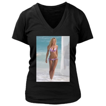 Candice Swanepoel Women's Deep V-Neck TShirt