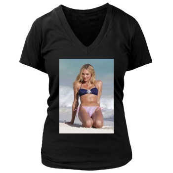 Candice Swanepoel Women's Deep V-Neck TShirt