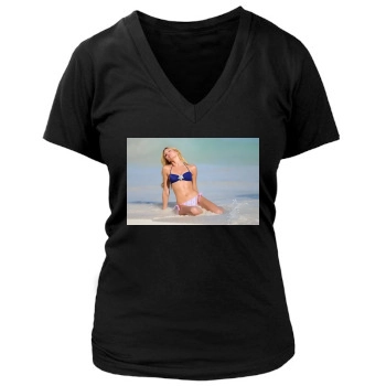 Candice Swanepoel Women's Deep V-Neck TShirt