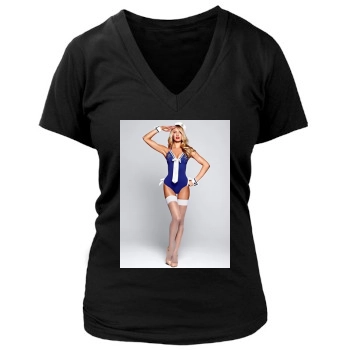 Candice Swanepoel Women's Deep V-Neck TShirt