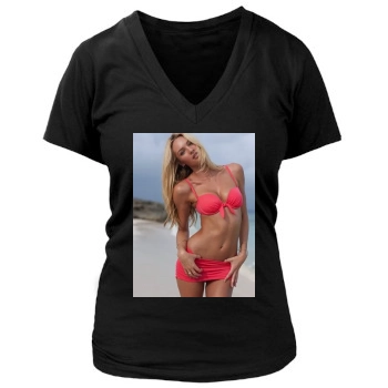 Candice Swanepoel Women's Deep V-Neck TShirt