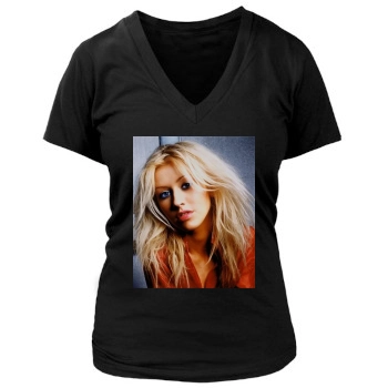 Christina Aguilera Women's Deep V-Neck TShirt