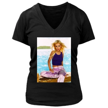 Christina Aguilera Women's Deep V-Neck TShirt