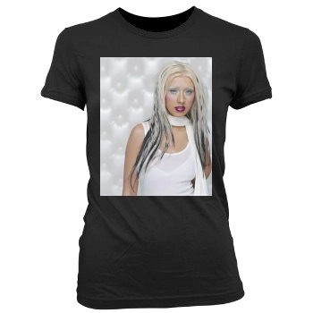 Christina Aguilera Women's Junior Cut Crewneck T-Shirt