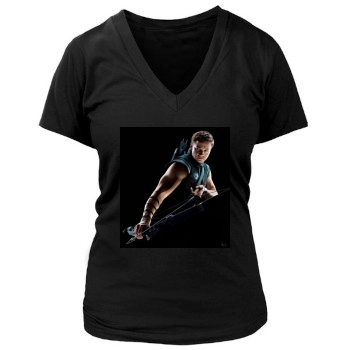 Jeremy Renner Women's Deep V-Neck TShirt