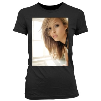 Jessica Alba Women's Junior Cut Crewneck T-Shirt