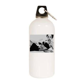 Angelina Jolie White Water Bottle With Carabiner