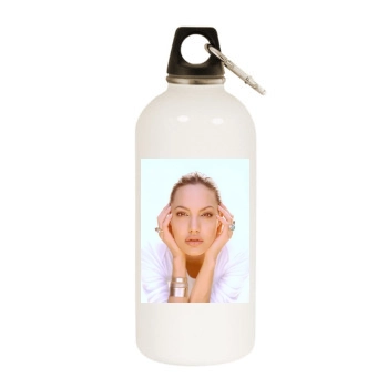 Angelina Jolie White Water Bottle With Carabiner