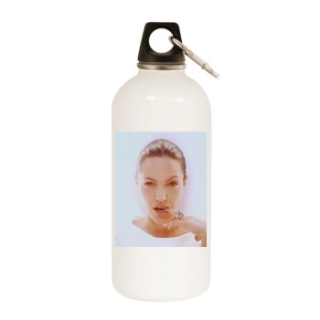 Angelina Jolie White Water Bottle With Carabiner