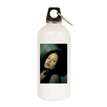 Angelina Jolie White Water Bottle With Carabiner