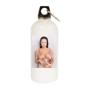 Angelina Jolie White Water Bottle With Carabiner