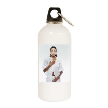 Angelina Jolie White Water Bottle With Carabiner