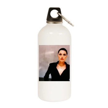 Angelina Jolie White Water Bottle With Carabiner