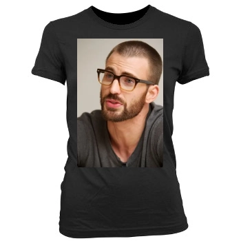 Chris Evans Women's Junior Cut Crewneck T-Shirt