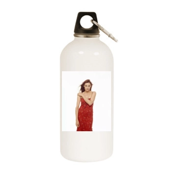 Famke Janssen White Water Bottle With Carabiner