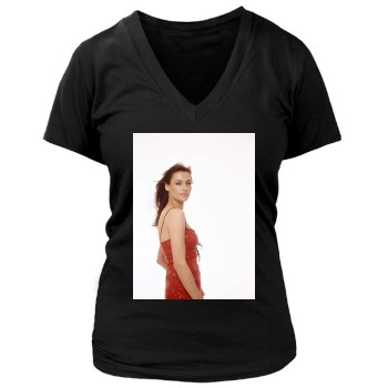 Famke Janssen Women's Deep V-Neck TShirt