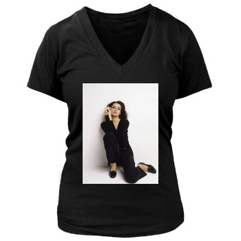 Famke Janssen Women's Deep V-Neck TShirt